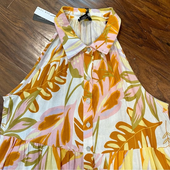 Nicole Miller Tropical Tiered Sleeveless Dress Size L - NEW - Picture 4 of 11